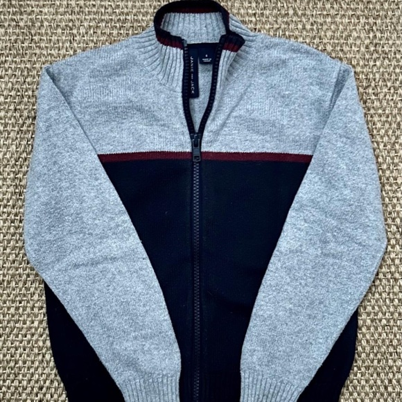 JANIE and JACK Full-Zip Sweater in Navy Grey - Picture 1 of 2